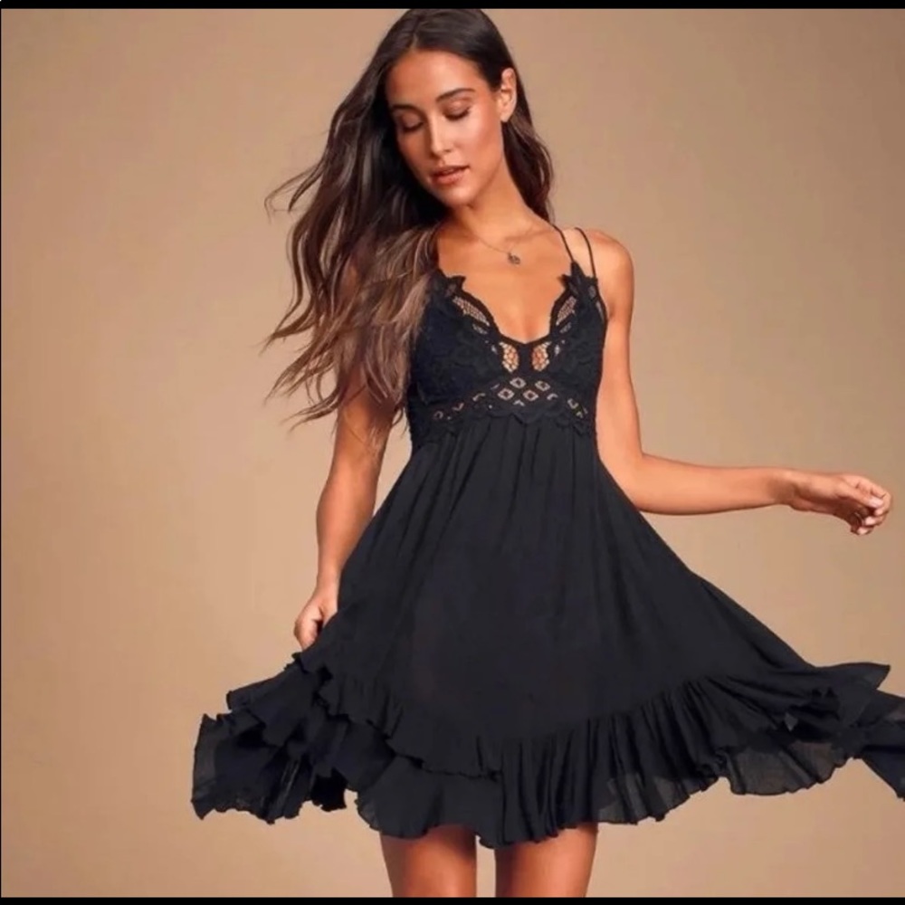 Free People Adella Lace Boho Slip Dress